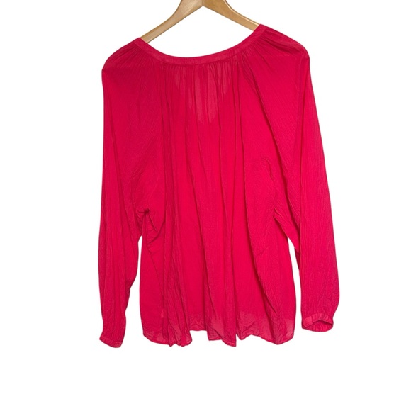 Old Navy Split-Neck Crinkle Gauze Top Bright Pink XL - Picture 6 of 8